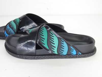 Melissa A La Garconne Sliders Sandalen Jelly Schwarz Grün Energy EUR 37 UK 4