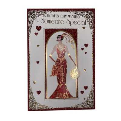 Valentinstag Wünsche an jemanden besondere Dame im roten Kleid Design weibliche Karte