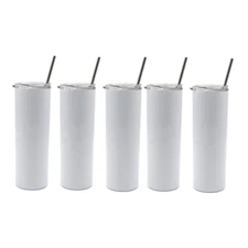 25 Blank White Sublimation Tumblers Stainless Steel Double Walled Skinny 24 oz.