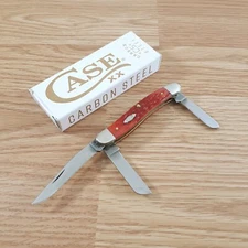 Case XX Stockman Pocket Knife Carbon Steel Blades Dark Red Jigged Bone Handle
