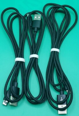 3 Pack 3ft, 3ft, 6ft Micro USB Cable Fast Charging Braided Data Cord for Samsung