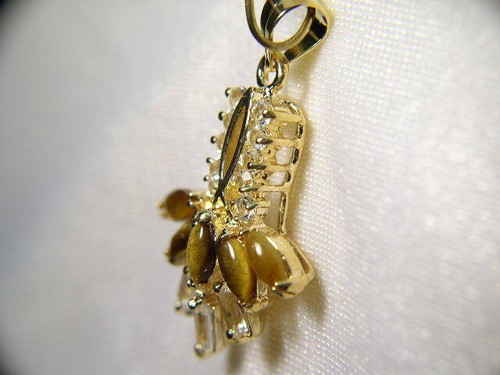 **** TIGER EYE DESIGNER VINTAGE GEMSTONE SEMI-PRECIOUS CHARM PENDANT 227TE - Picture 4 of 4