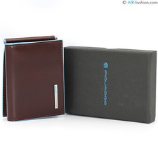 PIQUADRO BLUE SQUARE portafoglio portacarte clip uomo pelle marrone SCONTO -20%