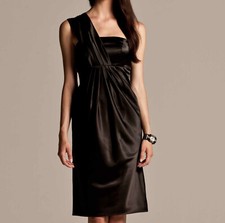 One shoulder Satin Black  Evening bridesmaid formal  dresses size 16