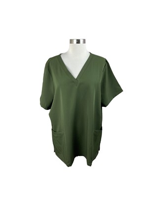 Mandala 2XL Olive Green 6 Pocket Top Olive Green V Neck Short Sleeve Uniform