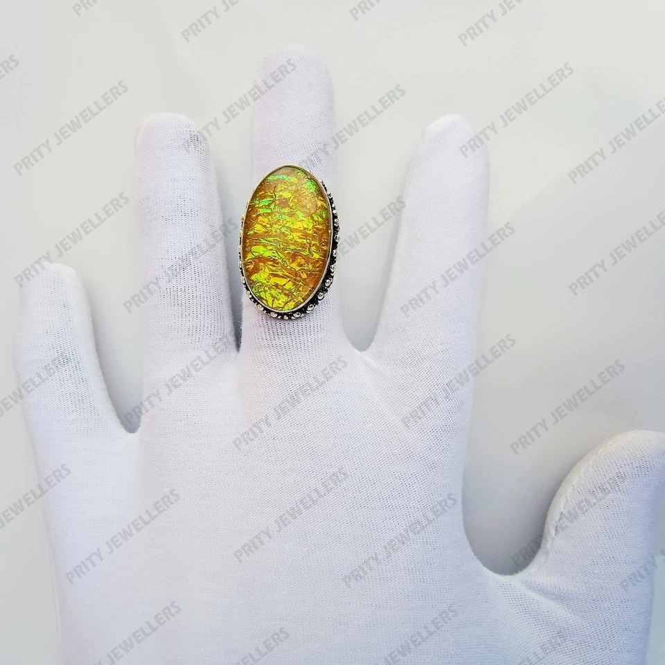 Boulder Opal Gemstone Ring, 925 Sterling Silver Ring, Antique Handmade Ring - Image 2 of 4