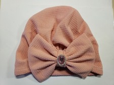 Cute  Pink Baby girl beanie turban with rhinestone