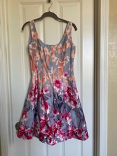 Nine West Cotton Summer Dress Sleeveless Fit & Flare Pockets Multi Floral Size 4