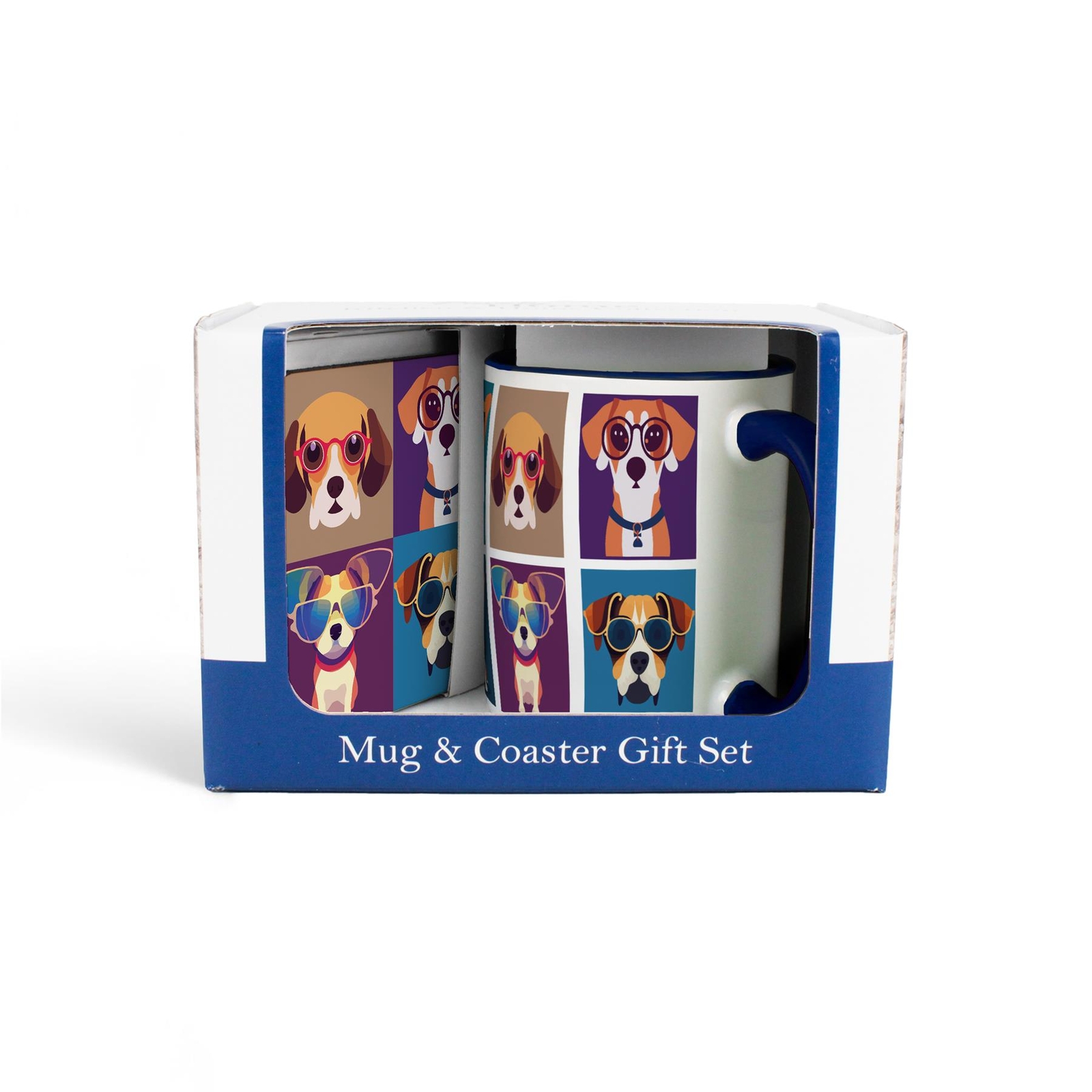 Retro Beagle Mug & Coaster Gift Set - Ceramic/Cork Present for Dog Lovers