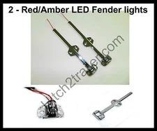 (2) Tecniq LED Red/Amber Trailer fender marker light chrome clearance USA 