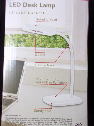Sunbeam LED Desk Lamp NEW IN BOX - 36,000 Hours - 3 Light Settings - WHITE - Picture 3 of 5