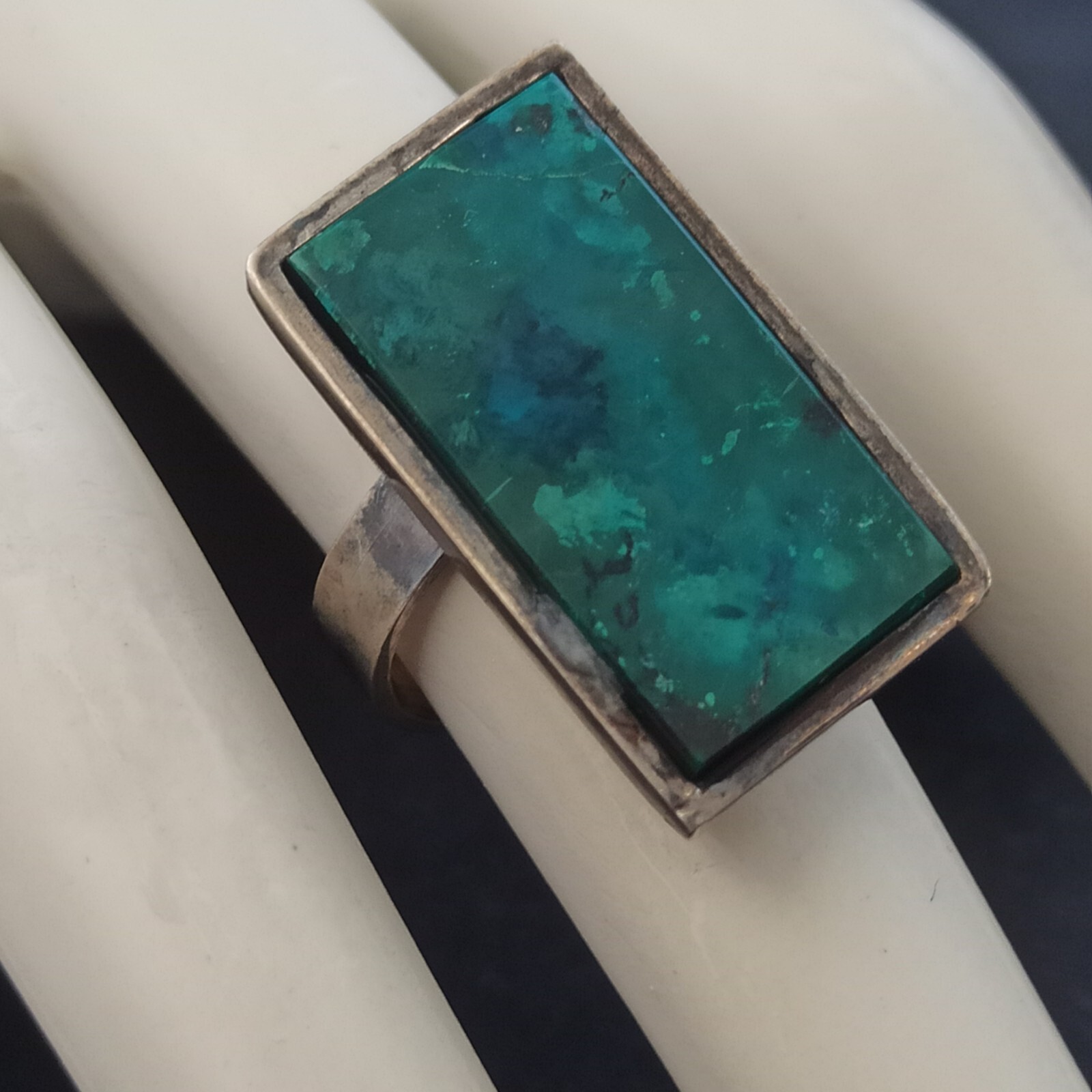 Vintage Eilat Ring Long Rectangle Silver King Sol… - image 7