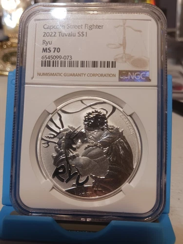 2022 Tuvalu $1 - Street Fighter: Ryu - NGC MS70 (1oz Silver)