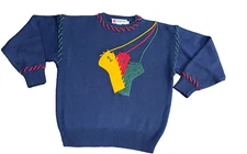 VTG 1990 Quantum Sportswear  Sweater  Navy  Size L Large