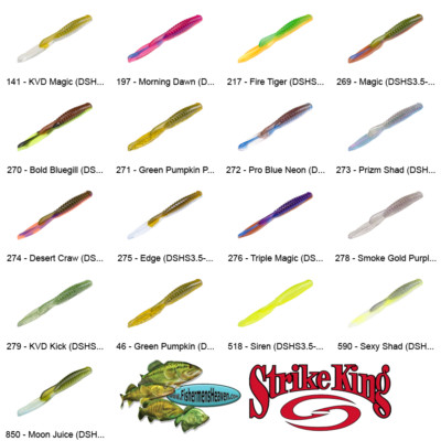 Strike King KVD Drop Shot Half Shell (DSHS3.5) Pick Any 17 Color 3.5 Inch Baits