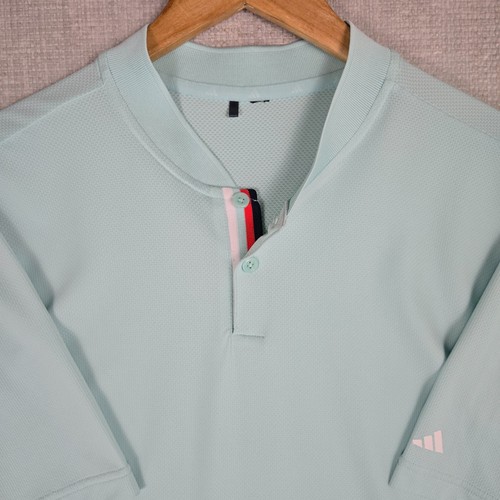 ADIDAS Mens Large Polo Shirt Blade Henley Collar Blue Nylon/Spandex Lightweight