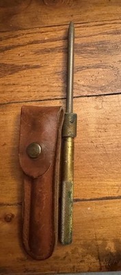 Vintage EZE-LAP Diamond Pocket Knife Sharpener Brass Leather Sheath Westminster 
