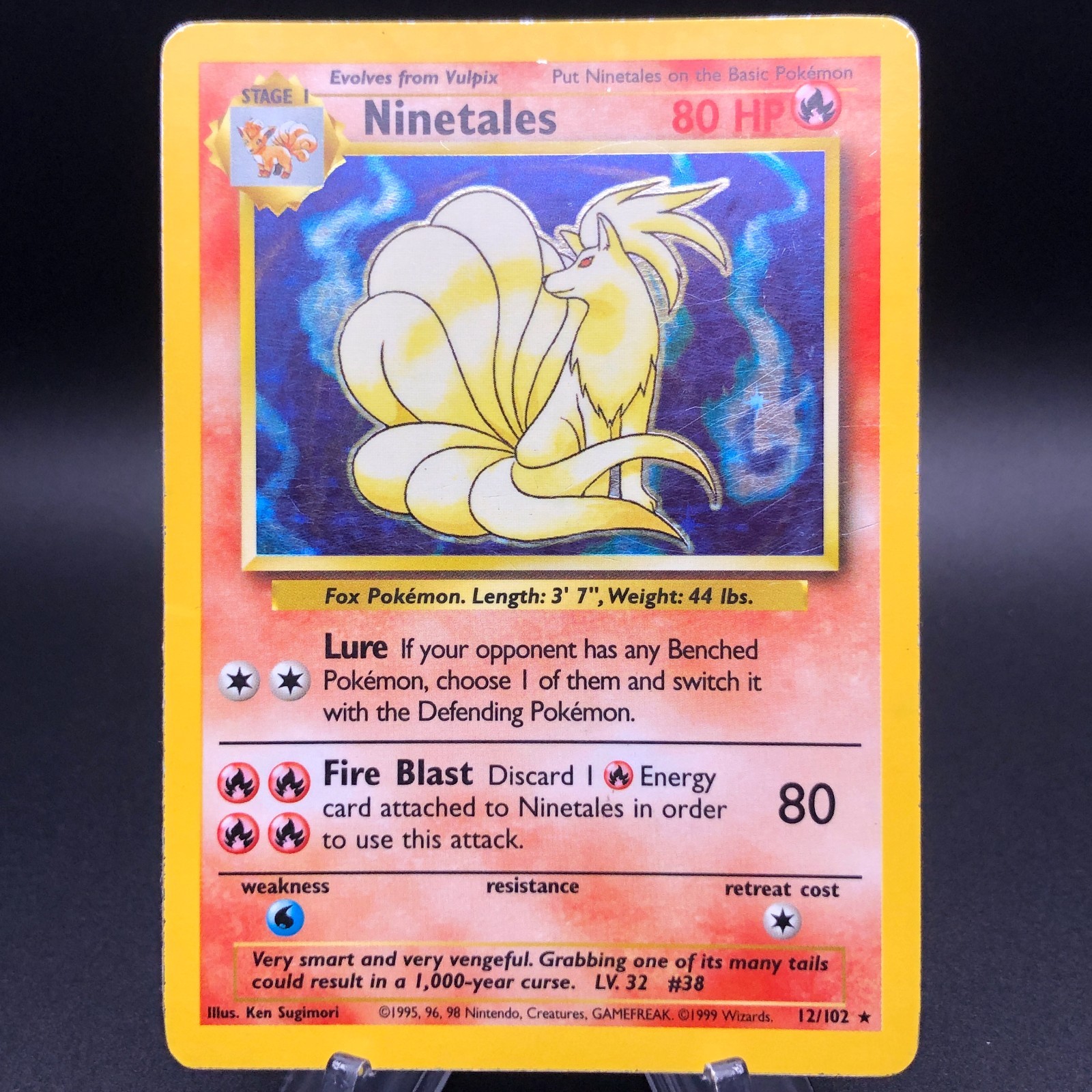 Pokemon Ninetales 12/102 - Holo Rare - 1999 Base Set MP Vintage WotC