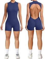 Women Short Jumpsuit Backless Scrunch Butt Workout Rompers💖Back Yoga Sleeveless