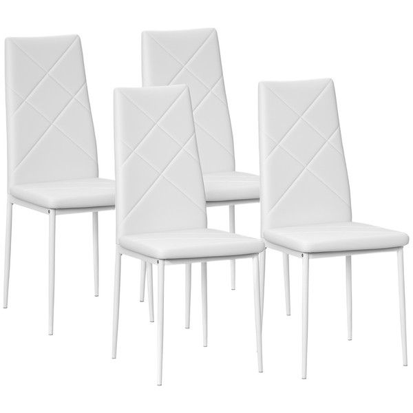 Esszimmerstuhl, 4Er-Set KüChenstuhl, Gepolsterte EsszimmerstüHle, Weiß-image
