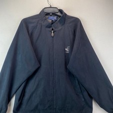 VTG Sunderland of Scotland Micro Suede Golf Jacket Mens L Navy Full Zip USA made