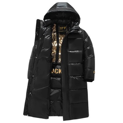 Men's and Women's Winter New Hooded Jacket Black Gold Cotton Jacket Thickened Wa