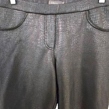Pure Amici Snake Print Pants Womens M Black Pull On Stretch Shiny Made in USA