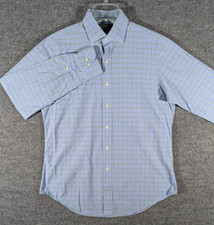 Polo Ralph Lauren Regent Shirt Mens Large 16 Custom Fit Blue Green Check VTG