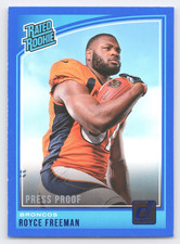 2018 Donruss Royce Freeman #323 Press Proof Blue Denver Broncos 