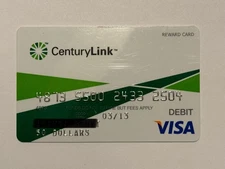 CenturyLink Reward Card Debit Card J P Morgan Chase Bank Expired In 2013