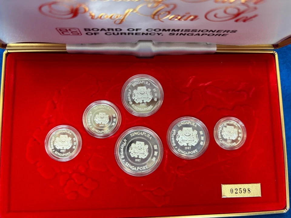 1987 Singapore Silver Proof Six Coin Set w/Box + COA - Image 4 of 4