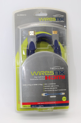 TechLink HDMI Kabel 1.4   Mini HDMI (C) auf HDMI (A)   Blau   3m   vergoldet