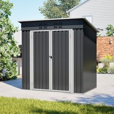 Gerätehaus Metall Geräteschuppen mit Fundament Pultdach Schuppen 3.74m³ Schwarz