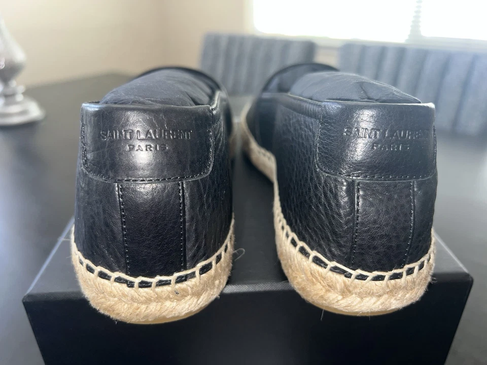 NUEVA Alpargata Saint Laurent YSL Hombres Cuero Napa Suave Negra 41.5 EU/9 US Foto 4 de 4