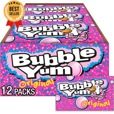 Original Flavor Chewy Bubble Gum 2.82 Oz 12 Packs Sweet & Refreshing