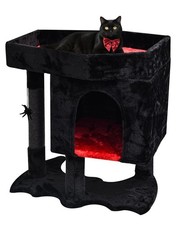Gothic Cat Tree with Coffin Bed for Indoor Cats, Activity Tower with Scratchi...
