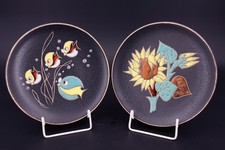 Ruscha Wandteller | Fischmotiv und Sonnenblume | Keramik | 50er | 18,7 cm #C2