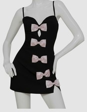 Avec Les Filles Women's Black Bow-Trim Sweetheart Sleeveless Dress Size 6