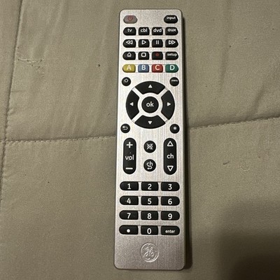 GE 33709 Universal Remote Control - 4-Device - Silver Brushed Metal Look 