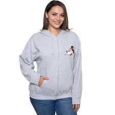 DISNEY Minnie Mickey Mouse Full Zip Sweatshirt Hoodie Gray Women  s 3X