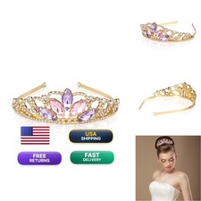 Vinjewelry Rapunzel Tiara Tangled Fans Sparkle Gold Crown Birthday Party Tiara