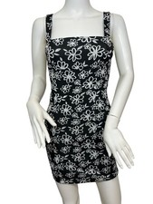 Forever 21 Mini Dress S Sleeveless Black White Floral Fitted Casual Party Summer