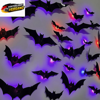 12 Stk Led Lichter 3D Halloween Fledermaus Deko,Halloween Dekoration Fledermaus