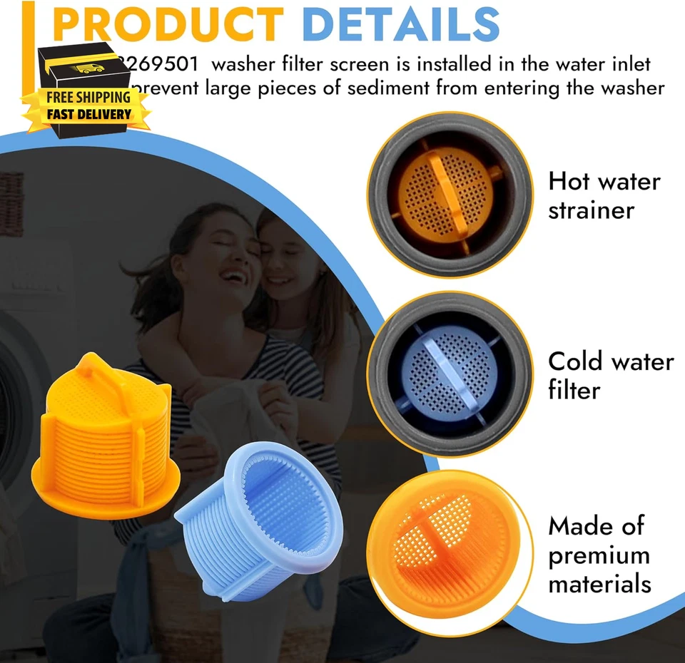 UPGRADE AGM73269501 Washer Water Inlet Valve Filter Screen(2 Pcs) Fit for L-G Ke - Image 3 of 4