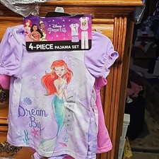 Disney princess 4 piece pajama set shorts shirts pants new