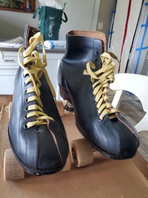 Vintage Mens Black Chicago Roller Skates 1962 USA Size 10                    