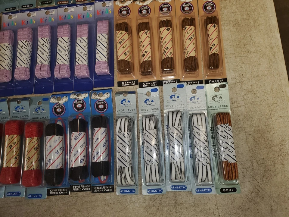 100 Pares NOS De Colección Zapatos Bota Cordones Griffin Varias Longitudes Colores Rojo Negro  Foto 4 de 4