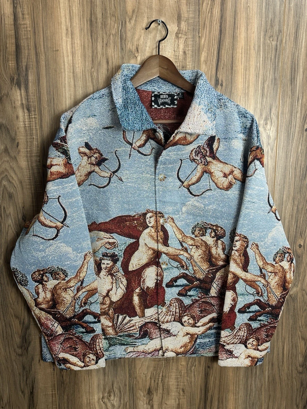 Rebel Vengeance Men’s “The Triumph Of Galatea” Woven Art Tapestry Jacket Size S