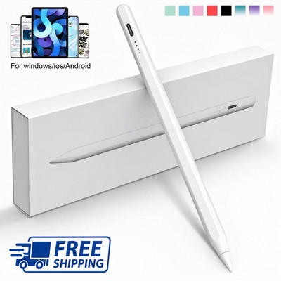 Stylus Pen for iPad Active Touch Pencil Palm Rejection LED Power Display Colors