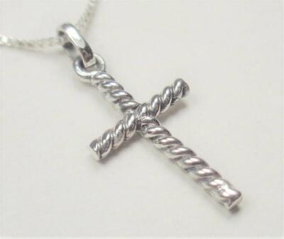 STERLING SILVER NAUTICAL HOLY ROPE CROSS RELIGIOUS SYMBOL PENDANT NECKLACE
